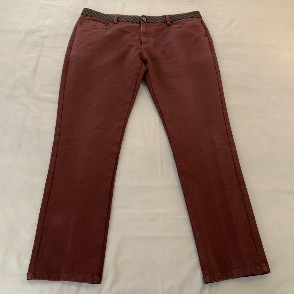 Platini Pants Mens 38x32 Red Chino Stretch Straight Leg Casual Business 5 Pocket